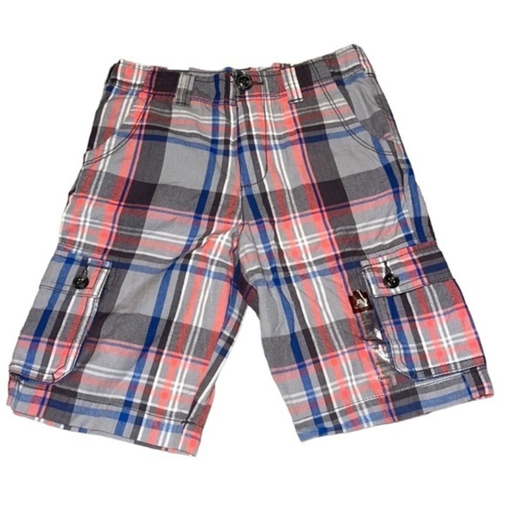 New Arizona Boy’s Plaid Madras Cargo Shorts Size 7 NWT